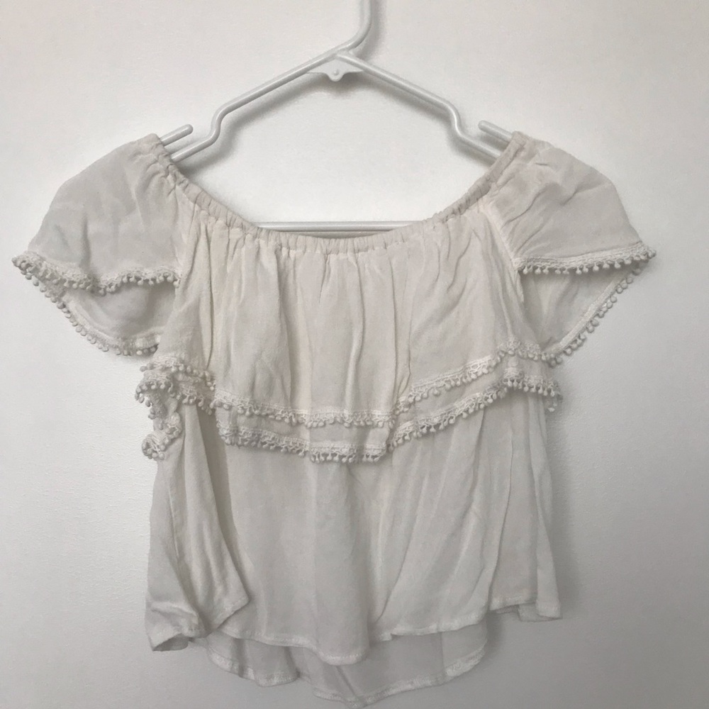 White Ruffle Crop Top